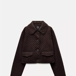 Zara Women's Dark Brown Quilted Teddy Jacket